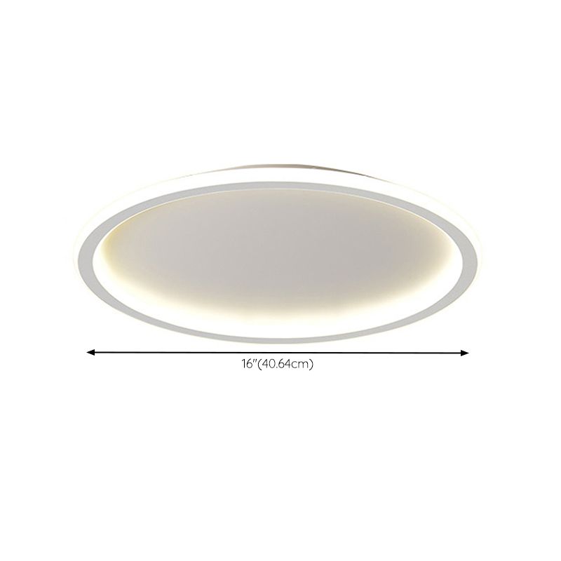 Round Shape Flush Mount Ceiling Light Fixture Modern Flush Mount in White Finish