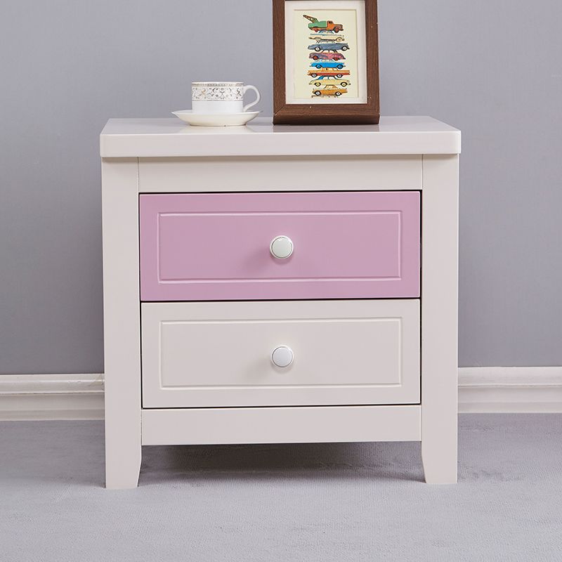 Modern Solid Wood Standard Nightstand with Drawers Kids Bedside Table