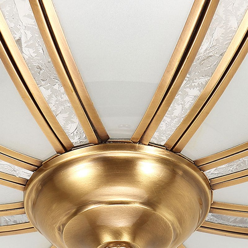 Brass Shaded Ceiling Mount Light Fixture Traditional Glass Living Room Close to Ceiling Light