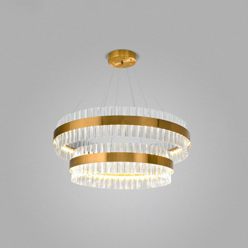 Lumière de lustre en forme d'anneau Simplicité Crystal Crystal Living Room LED PENDANT LIGHT DIMINATION EN GOL