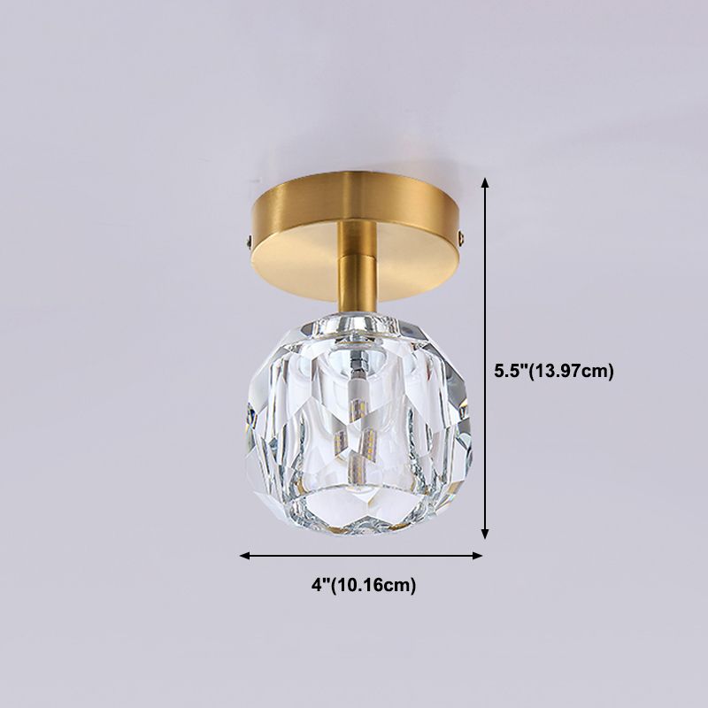 Geometry Shape Ceiling Lamp Modern Copper Flush Mount with Hole 2.5-3.5'' Dia for Aisle