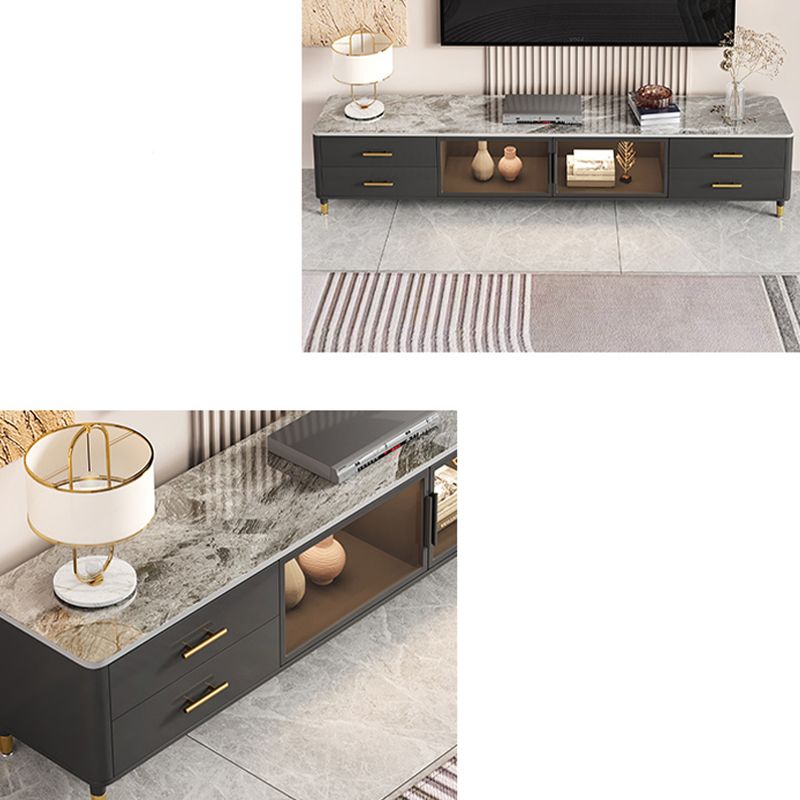 Enclosed Storage Stand Console Glam TV Media Console with 4 Drawers