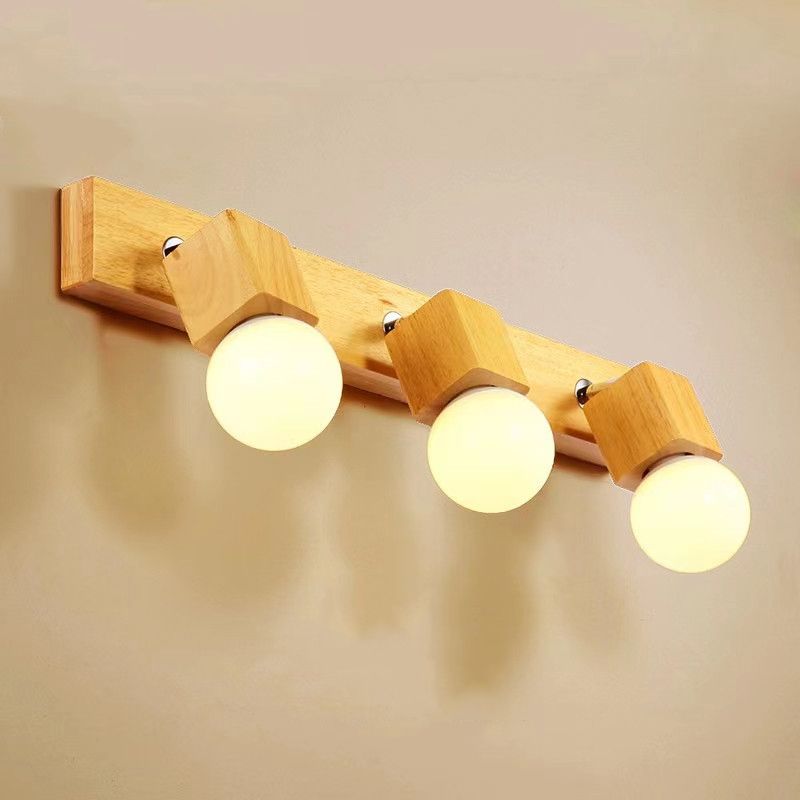 Modern Mirror Front Light Multi Lights Vanity Light with Wood for Bathroom