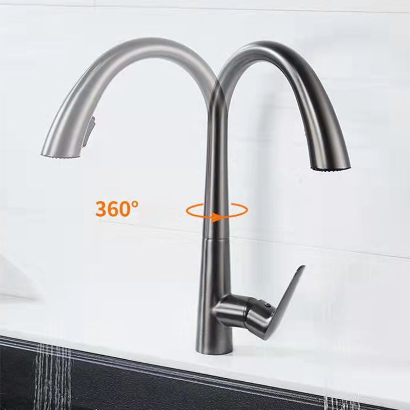 Modern 1-Handle Faucet Pull down Stainless Steel Standard Kitchen Faucet