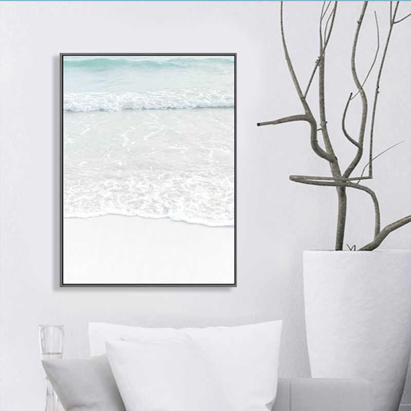 Beige Seawater Wall Art Decor Tropical Style Textured Canvas Print for Dining Room