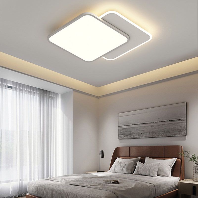 White 2-Light Flush Mount in Modern Creative Style Geometric LED Ceiling Light