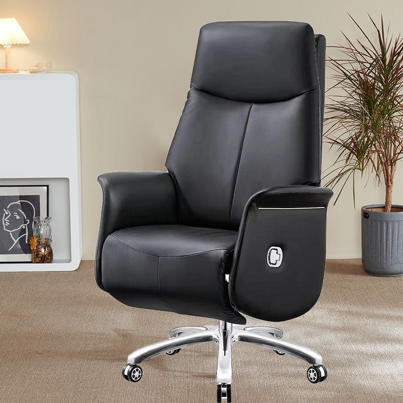 Modern Office Chair Leather No Distressing Ergonomic Chair with Wheels