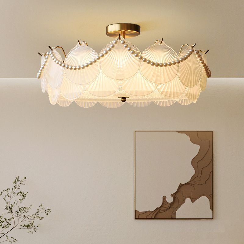 Modern Glass Ceiling Light Household Flush Mount Light Fixture for Bedroom