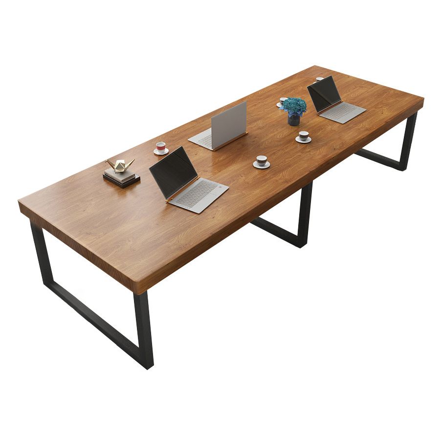 Contemporary Style Wood Office Desk Rectangle Metal Base Desk for Home Office