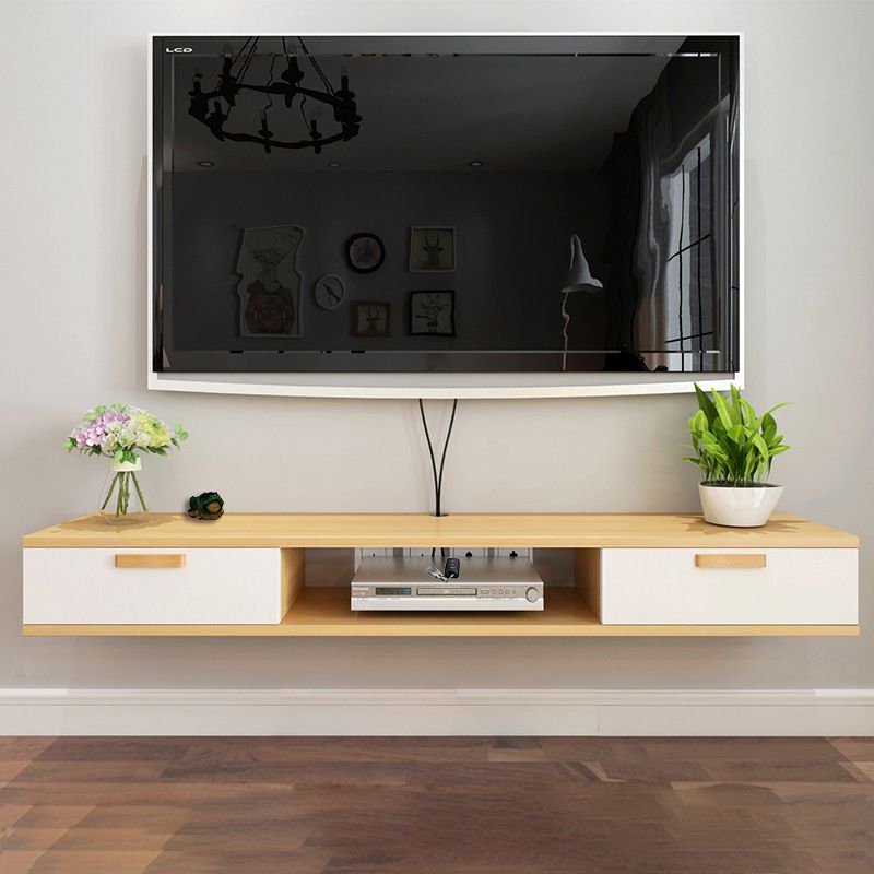 Modern Wood TV Console Open Storage TV Stand for Living Room