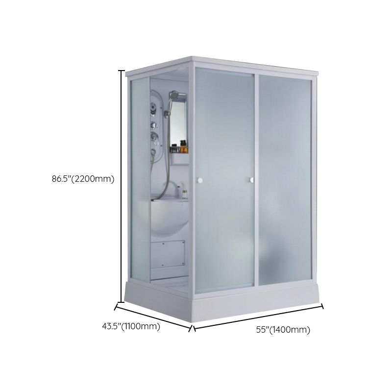 Contemporary Shower Enclosure Frosted Rectangle Shower Enclosure in White