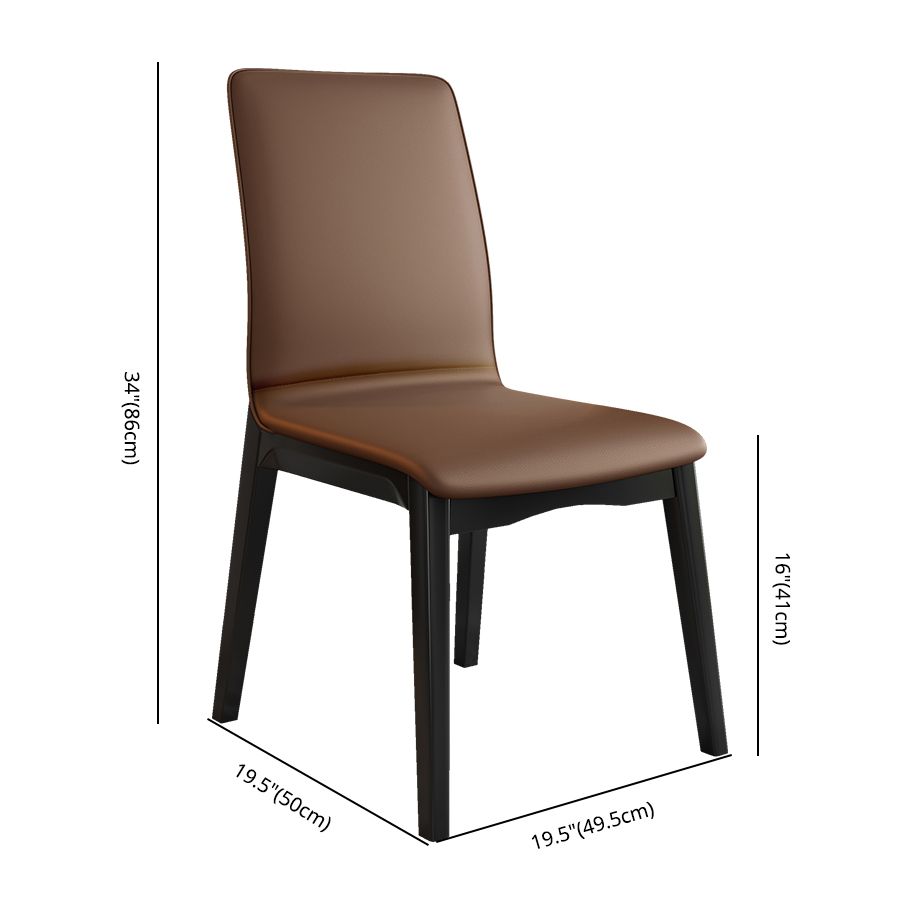 Modern Kitchen Leather Square Dining Chairs Parsons Chair with Wood Legs