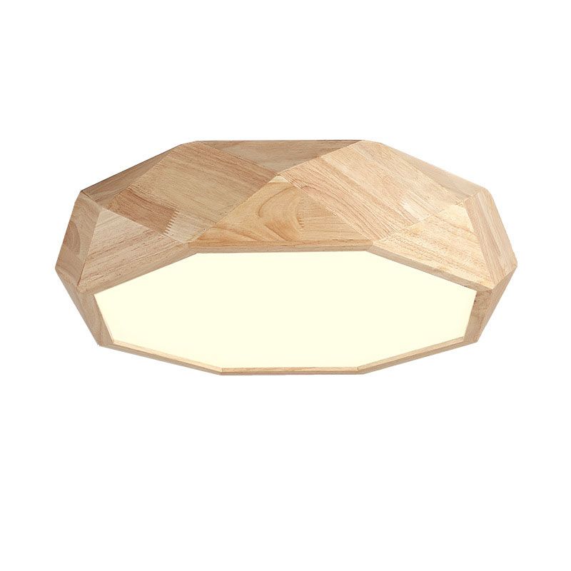 Modern Simplicity LED Flush Mount Wooden Geometric Ceiling Light with Acrylic Shade