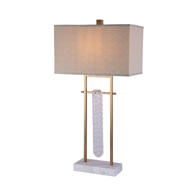 Fabric Rectangle Night Lighting Classic 1 Head Bedroom Table Lamp with Crystal Accent