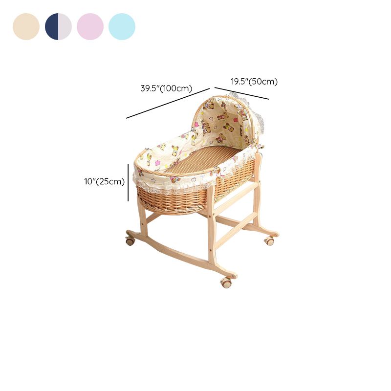 Solid Wood and Wicker Crib Cradle Natural Oval Crib Cradle for Baby