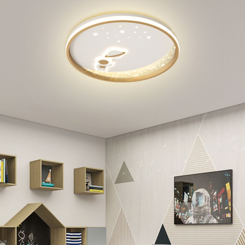 Modern Metal Flush Mount Circular Shape Ceiling Light with Acrylic Shade for Living Room