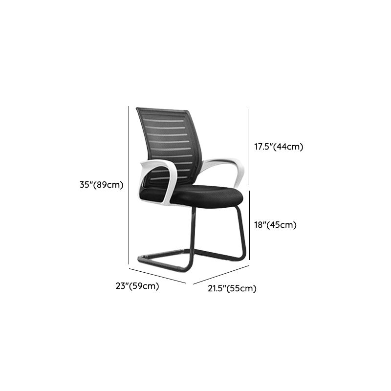 Contemporary Desk Chair No Wheels Mid-Back Office Chair with Arm