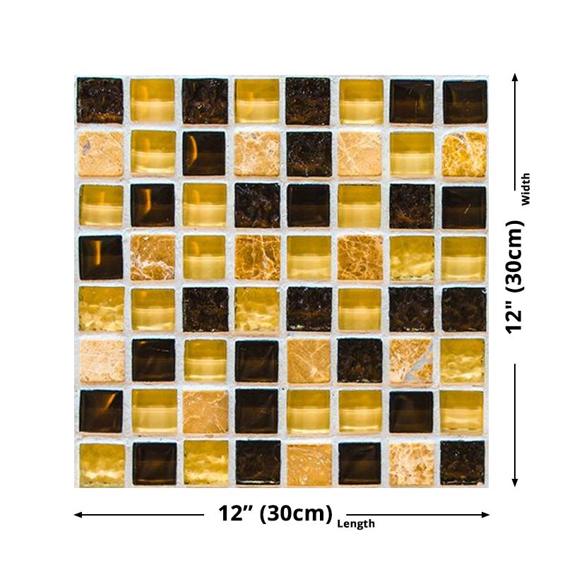 Modern Mosaics Tile Stick Wallpapers for Bathroom 9.7-sq ft Wall Decor in Black-Yellow