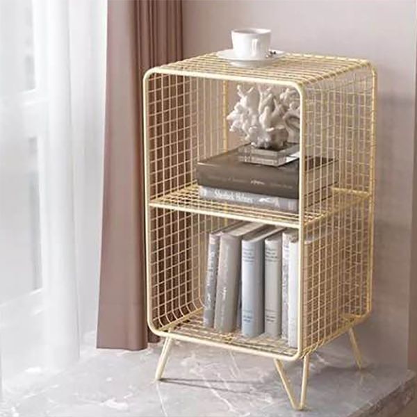 Metal Nightstand with Legs Glam Night Table with Shelves in Silver/Gold/Black