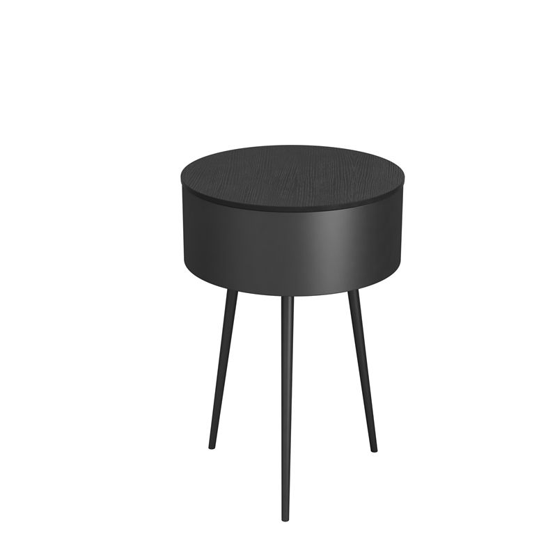 Metal Modern Accent Table Nightstand Round Legs Included Bedside Cabinet in Black/White