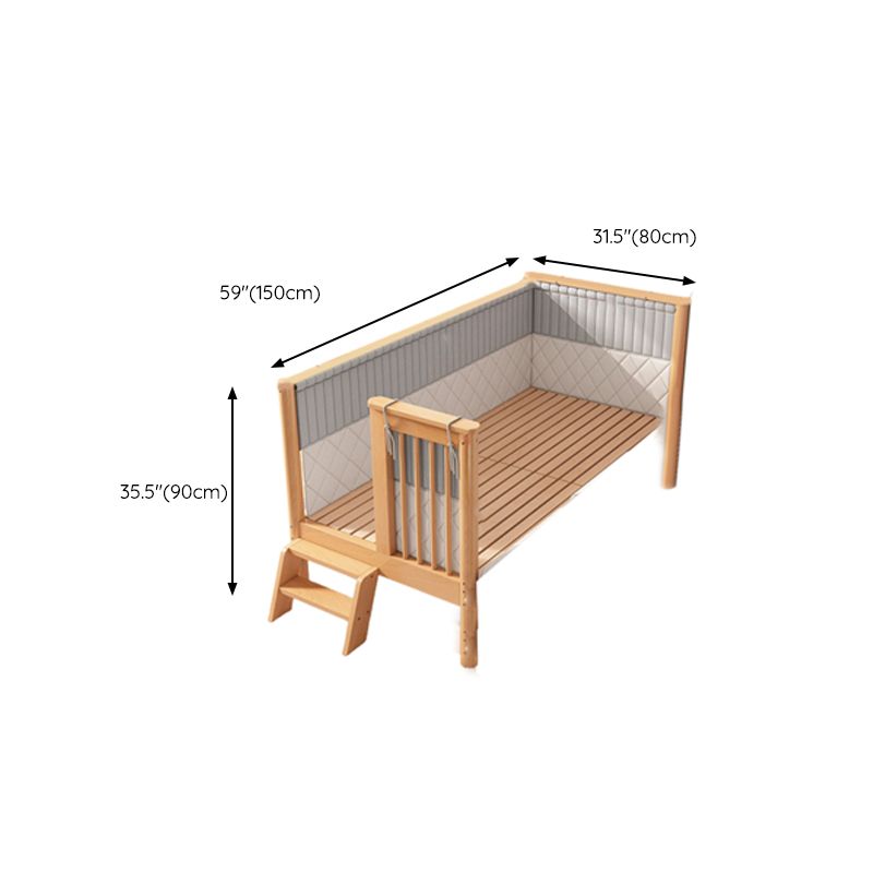 Farmhouse / Country Nursery Bed with Guardrail Washed Natural Wood Beech