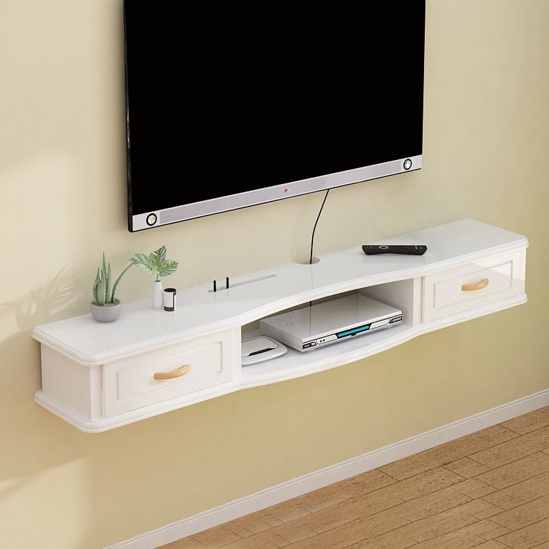 9.5" H Wall-mounted Wooden TV Stand Console Open Storage TV Stand with 2 Drawers