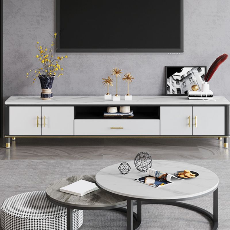 Contemporary TV Console Engineered Wood Open Storage Media Console