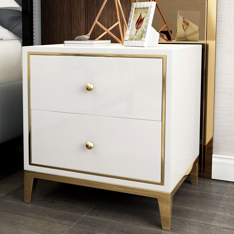 2-Drawer Night Table 19.67" Tall Solid Wood Glam Bedside Cabinet