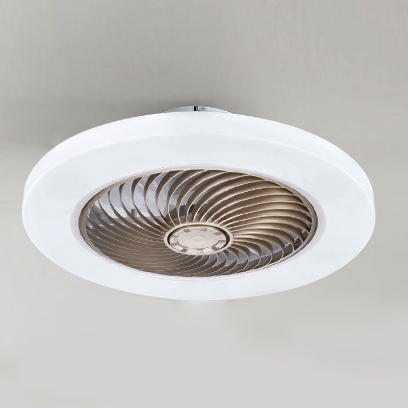 Ventilateur de plafond LED créatif moderne Light Fer Whited Iron Circular Mount avec une teinte acrylique