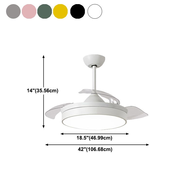 Round Shape Ceiling Fan Light Kids Style Metal Single Light LED Flush Light for Bedroom