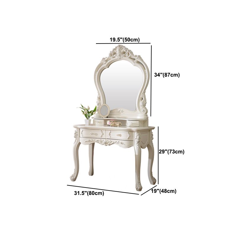 White Vanity Dressing Table Set Victorian Mirrored Wood Vanity