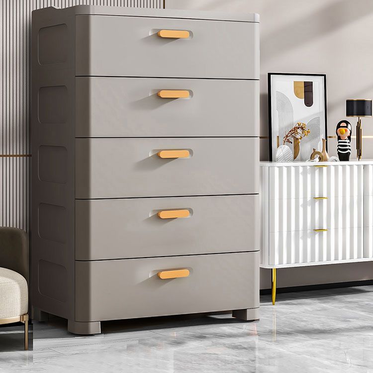 Contemporary Vertical Plastic Nursery Dresser in Gray/White for Bedroom