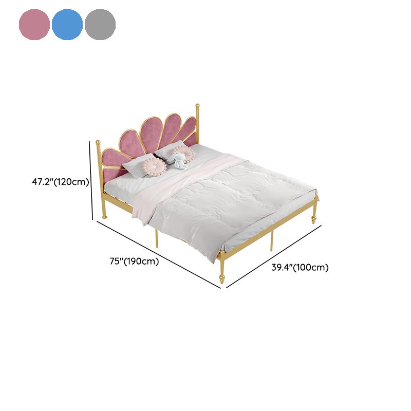 Scandinavian Golden Princess Theme Standard Bed with Panel Headboard