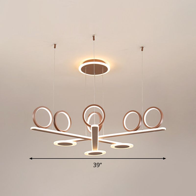 Coffee Ring Pendant Chandelier Contemporary Acrylic LED Suspension Light in Warm/White Light, 31.5"/39" Wide