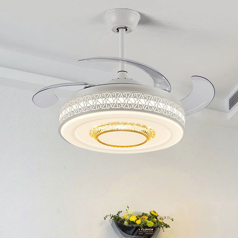 Drum Metallic Semi Mount Light Nordic Style LED White Ceiling Fan with Remote Control/Wall Control/Remote+Wall Control