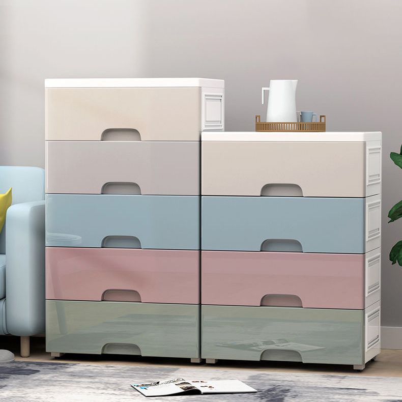 Plastic Kids Nightstand Modern Nursery Dresser with 5/6 Drawers