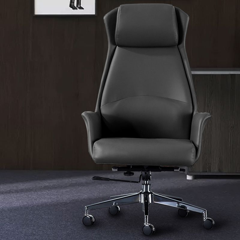 Leather Office Chair Fixed Arm Task Chair for Home and Office