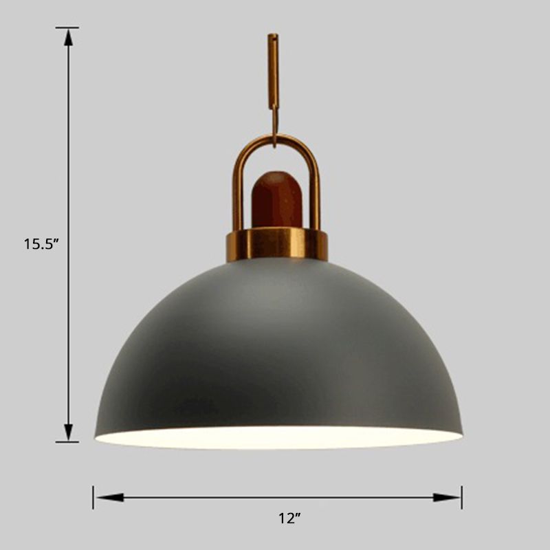Lampada sospesa a forma di ciotola in metallo Nordico in metallo a 1 illuminazione a soffitto a soffitto con manico ad arco
