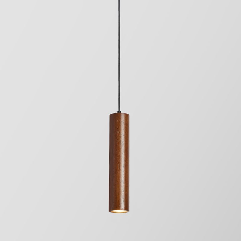 Wood Cylindrical Shape Pendant Lighting Modern Style 1 Light Hanging Lights for Bedroom