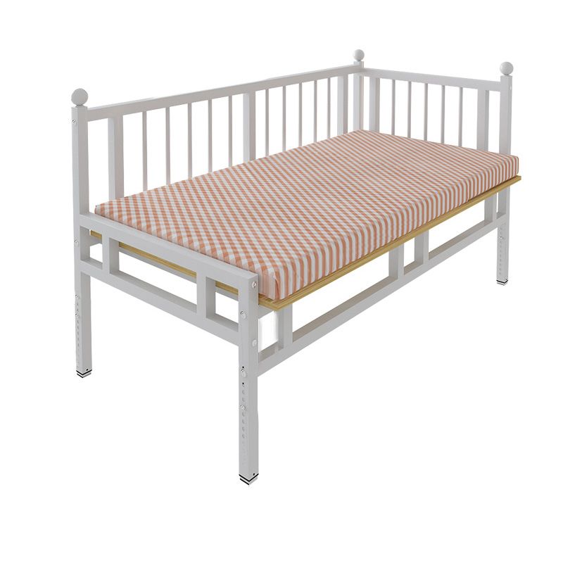 Contemporary White Standard Bed Metal Kids Bed with Guardrail