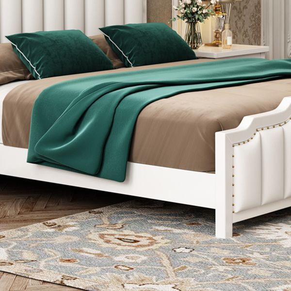 French Style Upholstered Stepped Platform Bed Foam Headboard Bed