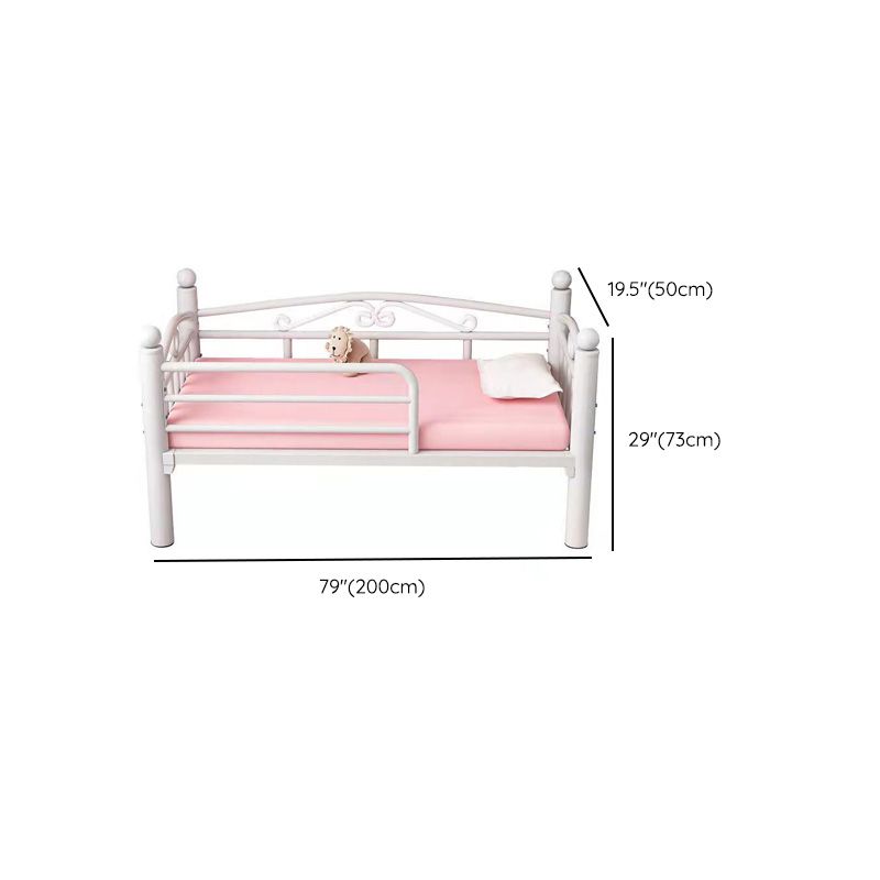 Contemporary Bed with Detachable Guardrails in Metal and White