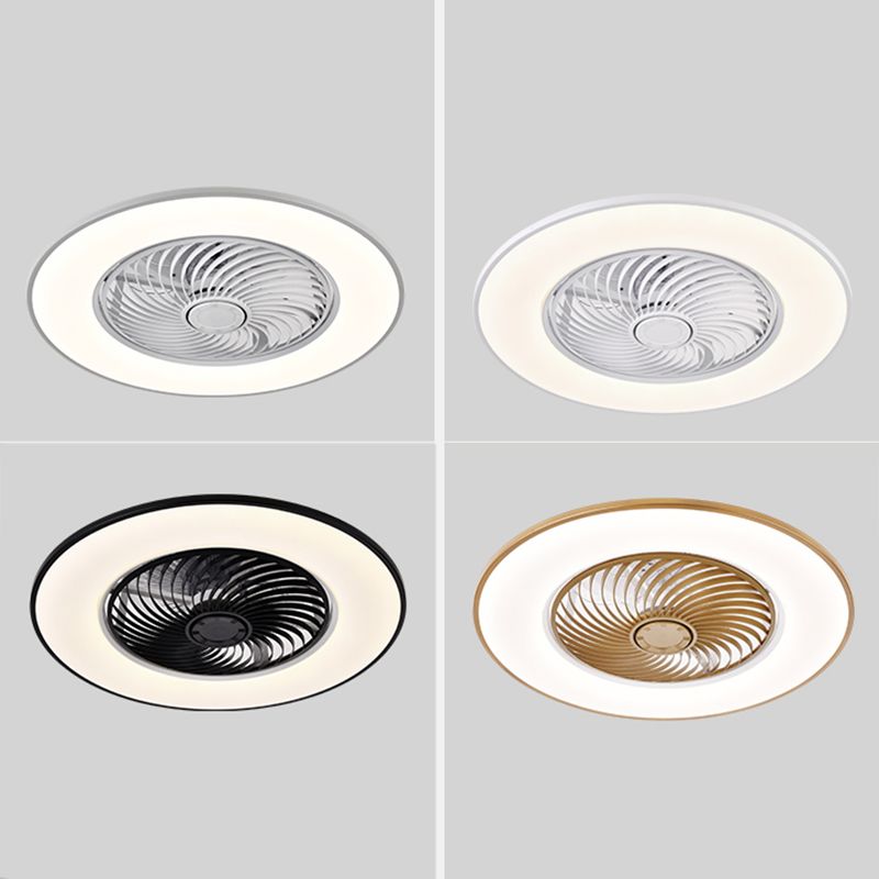 Éventail de plafond LED circulaire en acrylique dans le plafond en fer forgé moderne pour la chambre à coucher