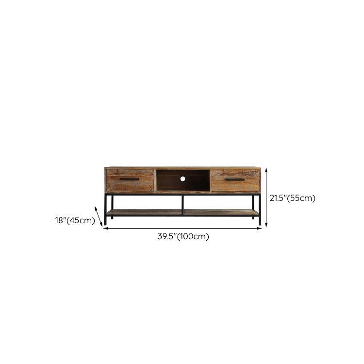 Industrial Wood TV Console Open Storage TV Media Stand for Living Room