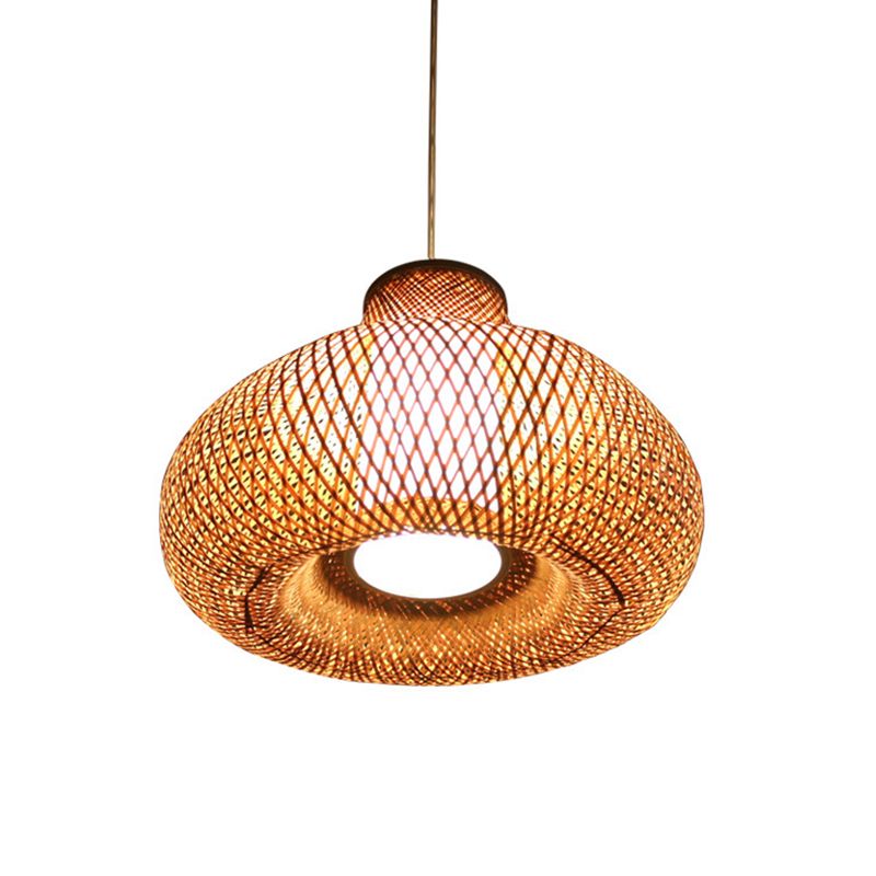 Jar Bamboo Lampada del soffitto cinese 1 lampadina a sospensione a sospensione per sala da pranzo