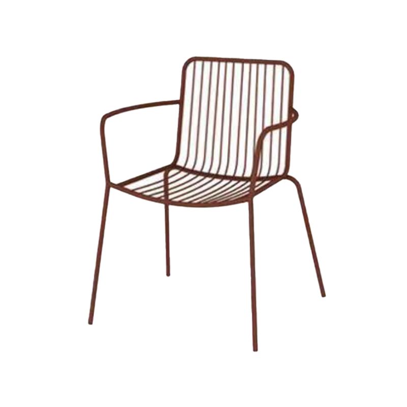 Modern Outdoors Dining Chairs Iron With Arm Stacking Patio Arm Chair