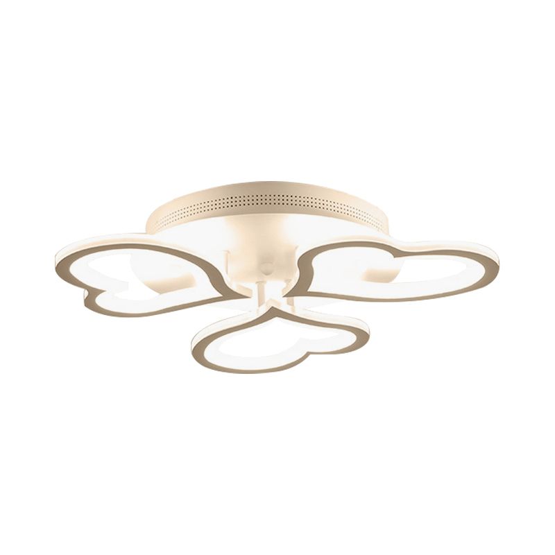 Acrylic Loving-Heart LED Ceiling Mount Light Contemporary Ceiling Lamp in White for Game Room