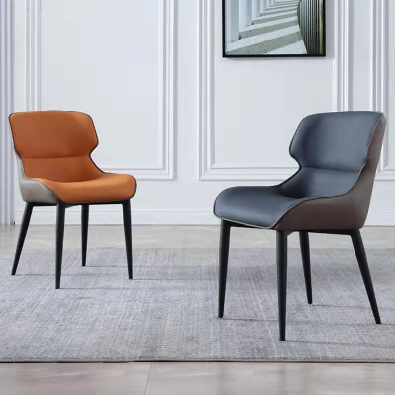 Modern Style Metal Dining Chair Faux Leather Arm Dining Room Chair for Home Use