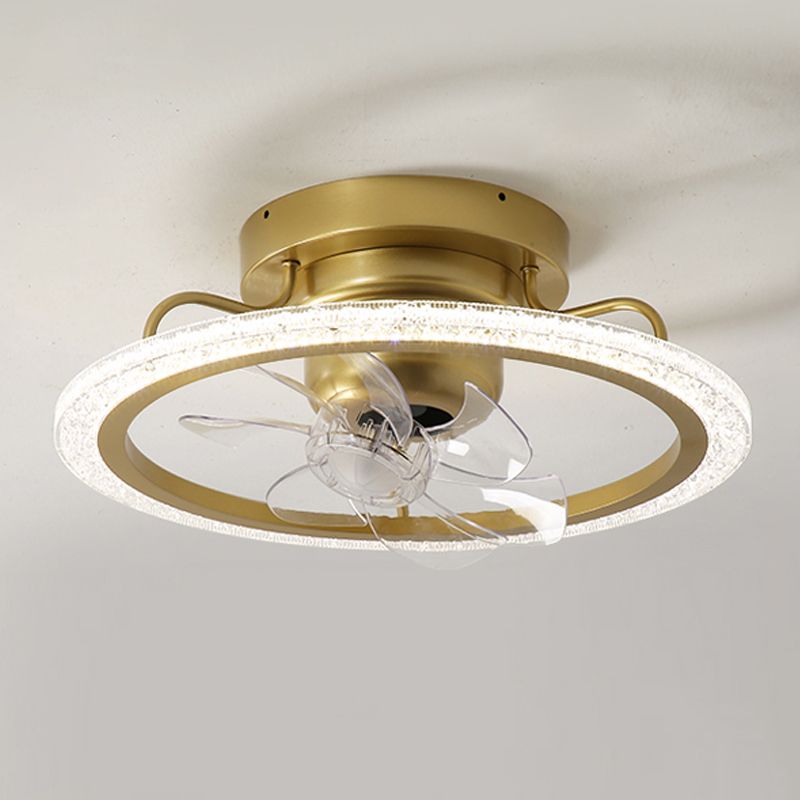 Metal Round Ceiling Fan Modern Style 1 Light Flush Mount Lamp