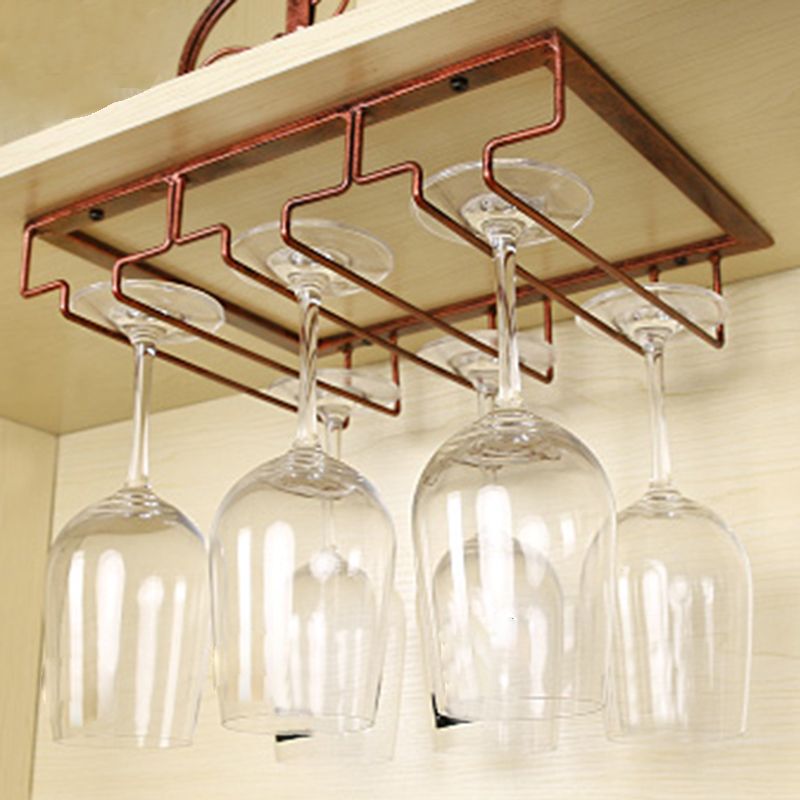 Metal Hanging Glass & Stemware Holder Industrial Single Rail Glass Rack